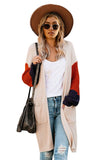 Cotton-blend Pocketed Colorblock Cardigan