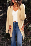 Beige Boho Inspired Geometric Aztec Pattern Knit Cardigan