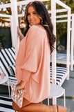 Plus Size Round Neckline Smocked Cuffs Loose Top
