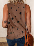 Star Print Knit Tank with Slits