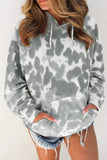 Tie Dye Large Front Pocket Long Sleeve Elastic Cuff Pullover Hoodie