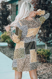 Leopard Color Block Surplice V Neck Mini Dress