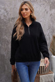 Turn-down Collar Long Sleeve Zipper Fleece Pullover Sweatshirt