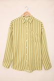 Yellow Striped Buttons Closure Long Sleeve Shirt