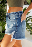 Sky Blue Distressed Raw Edge Jean Shorts