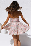 Spaghetti Straps V Neck Smocked Swing Floral Dress