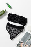 Velvet Love Pattern Bra Brief Set