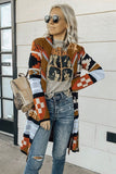 Multicolor Ethnic Style Knee Length Open Front Cardigan
