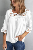 White Crochet Trim Hollow-out Blouse