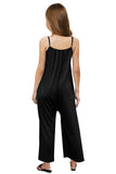 Spaghetti Strap Wide Leg Girl's Jumpsuit with Pocket