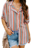 Button Striped Short Sleeves Shirt