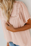 Flutter Sleeves Sheer Textured Babydoll Top