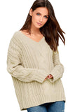 Cable Knit V Neck Sweater