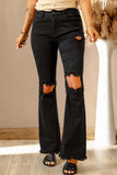 High Waist Ripped Bell Bottom Jeans