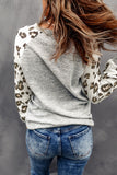 Believe Santa Clause Graphic Leopard Sleeve Top