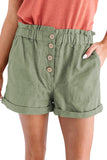 Khaki Cuffed High Waist Shorts