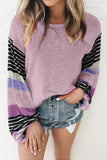 Striped Colorblock Long Sleeve Knit Top