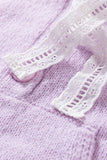 Kangaroo Pocket Button Lace Drawstring Hooded Pullover Sweater