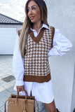 V Neck Argyle Plaid Knitted Sweater Vest