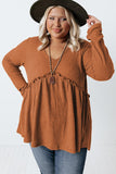 Plus Size Ruffled Waffle Knit Top