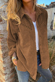Rivet Corduroy Buttoned Long Sleeve Shirt with Pockets
