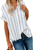 Striped Short Sleeve Buttoned Pocket Shirt