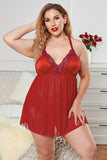 Deep V Neck Plus Size Mesh Babydoll