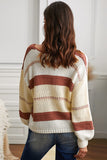V-neck Knitted Lantern Sleeve Pullover Sweater