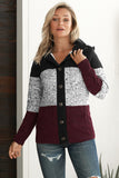 Hooded Button Cable Knit Cardigan