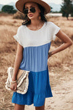 Loose Fit Ruffled Color Block Dress