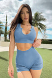 Seamless U-Neck Top and Shorts Yoga Gym Sports Wear