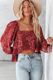 Square Neck Floral Crop Blouse