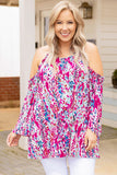 Floral Print Cold Shoulder Plus Size Top