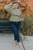 Square Neck Floral Plus Size Peplum Top