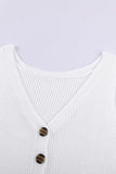 V Neck Striped Pattern Knit Tank Top with Buttons