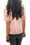 Buttoned Swiss Dot Turn-down Collar Short Sleeve Shirt