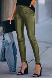 Green Faux Leather High Waist Skinny Leggings