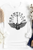 NASHVILLE Guitar Feather Graphic Print Crewneck Top