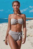 Striped O-ring Bandeau Bikini