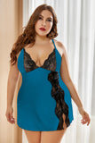 Multicolor Lace Stitching Tie Dye Plus Size Babydoll