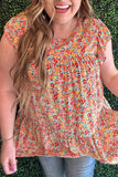 color Plus Size Boho Floral Print Ruffle Tiered Top