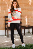 Crew Neck Drop-shoulder Striped Color Block Sweater