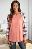 Raglan Long Sleeve Geometric Print Top