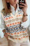 Tribal Print V Neck Knitted Sweater Vest