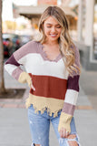 Colorblock Distressed Sweater