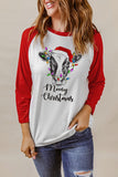 Mooey Christmas Cow Graphic Print Color Block Top