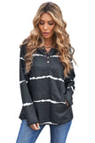 Tie-dye Stripe Button Drawstring Hoodie