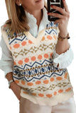 Tribal Print V Neck Knitted Sweater Vest