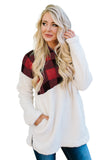 Fuzzy Pullover with Plaid Detail