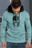 American Flag Print Color Block Men's Hoodie